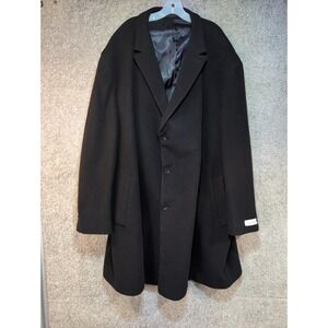 Calvin Klein Mens 66R Black Wool Blend Overcoat Coat Pacific 10